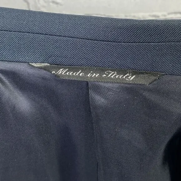 Canali Mens Wool Solid Navy Three Button Long‎ Sleeve Blazer Jacket Size 48R - Picture 13 of 16